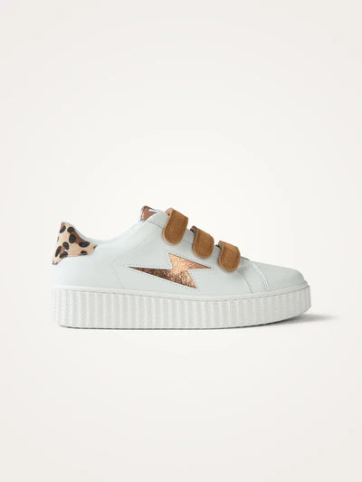 Baskets à scratch Délia- VANESSA WU- blanc et camel