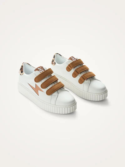 Baskets à scratch Délia- VANESSA WU- blanc et camel