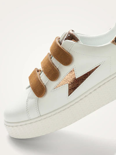 Baskets à scratch Délia- VANESSA WU- blanc et camel